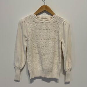 LOFT Cream Textured Knit Sweater